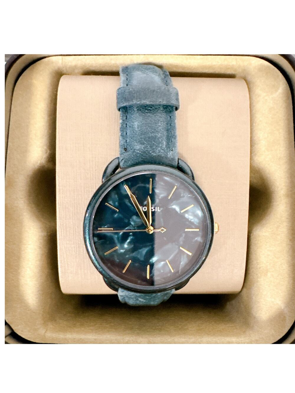 Fossil ES4423 Tailor Green Dial Leather Strap Watch